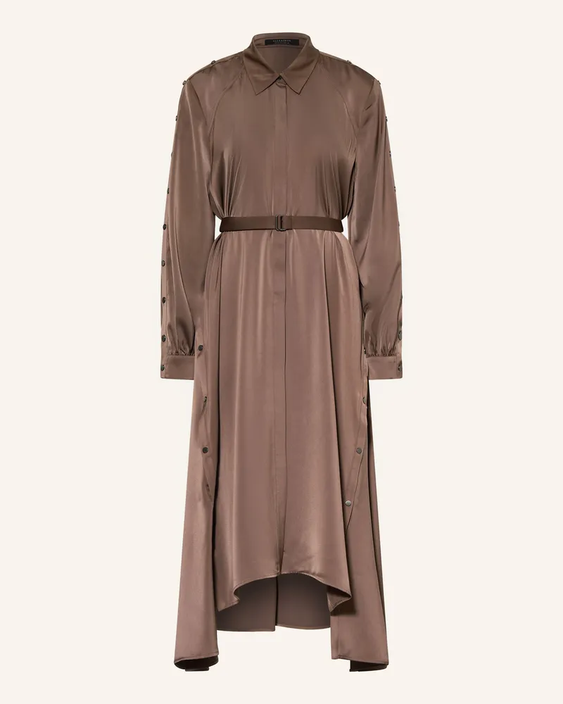 AllSaints Hemdblusenkleid LEXI aus Satin Taupe