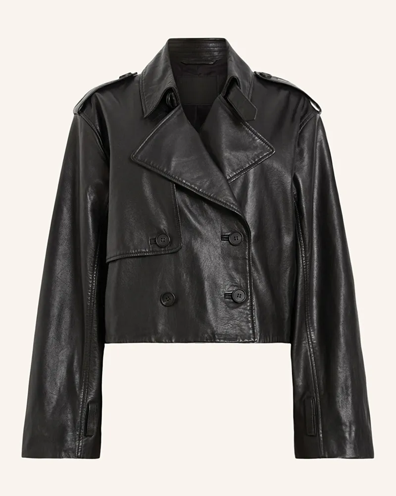 AllSaints Cropped-Trenchcoat HENDRY aus Leder Schwarz