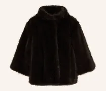 Kunstfell-Jacke Mit 3/4-Arm braun