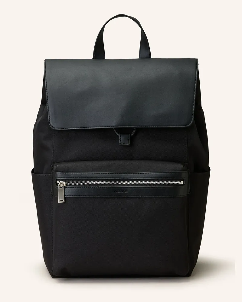 Calvin Klein Rucksack Im Materialmix schwarz Schwarz