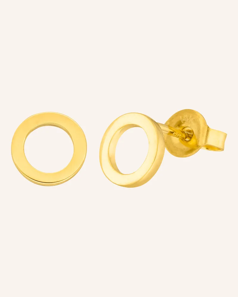 Leaf Ohrstecker Circle Aus 14 Karat Gelbgold gold Gold