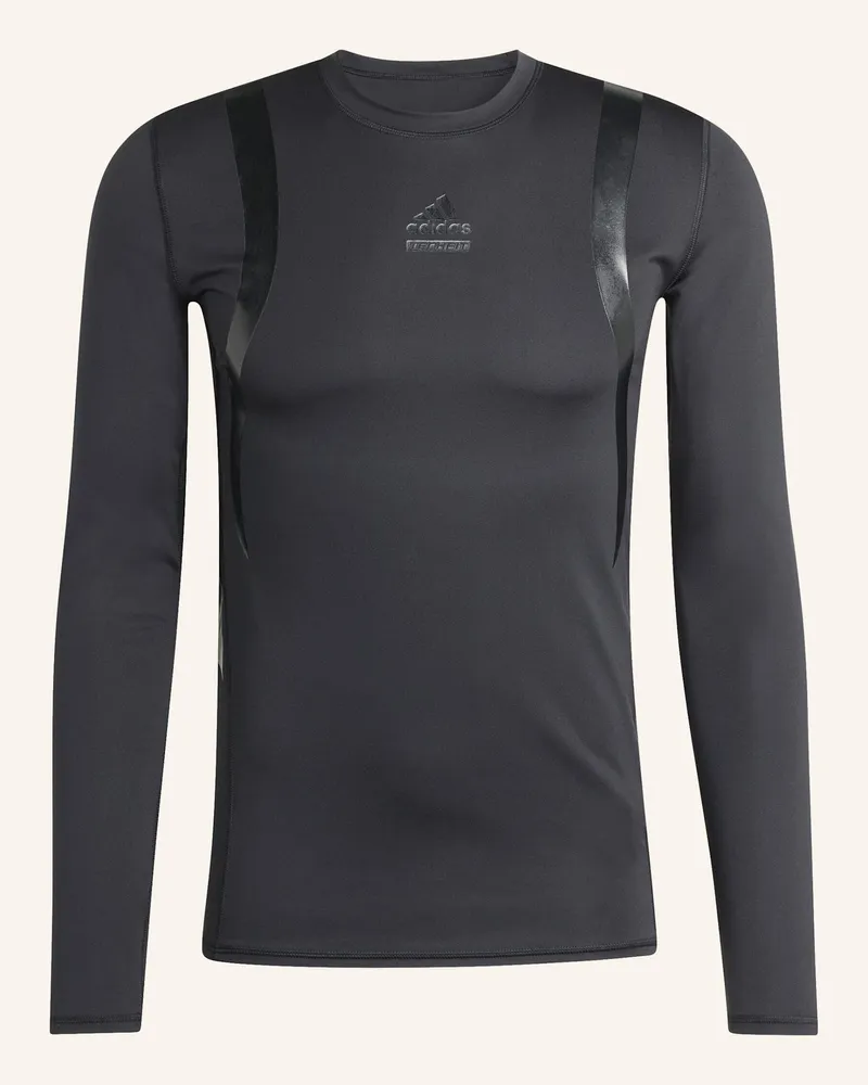 adidas TECHFIT ENG GESCHNITTENES LONGSLEEVE Schwarz