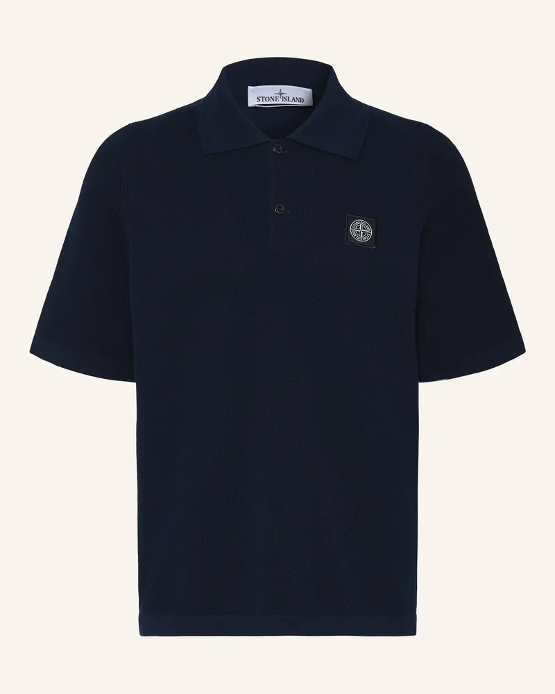 Stone Island Strick-Poloshirt Loose Fit blau Dunkelblau