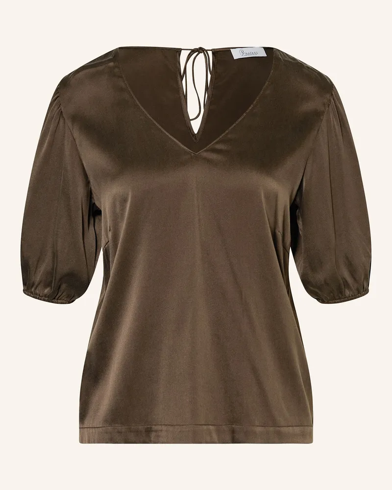 Princess goes Hollywood Blusenshirt aus Seide Dunkelbraun