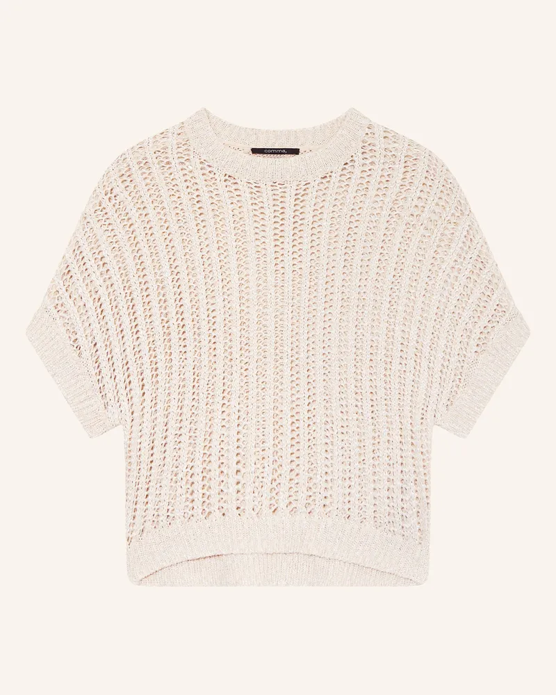 COMMA Strickshirt mit Glitzergarn Beige