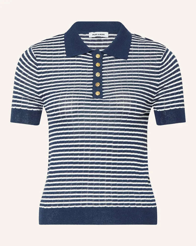 More & More Strick-Poloshirt blau Dunkelblau