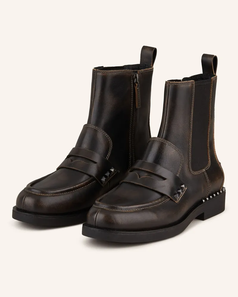 ash Chelsea-Boots WINGS mit Nieten Dunkelbraun