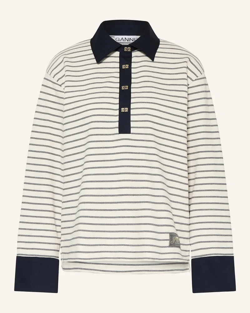 Ganni Piqué-Poloshirt Creme