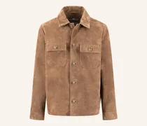 Leder-Overshirt braun