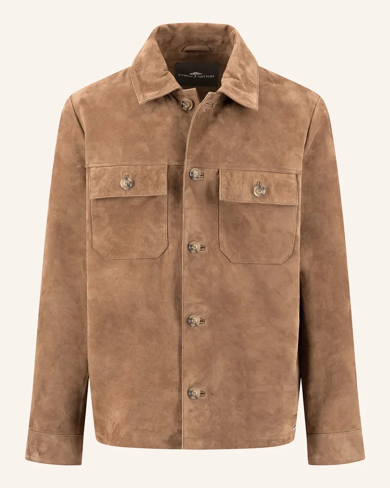 Fynch-Hatton Leder-Overshirt braun Braun