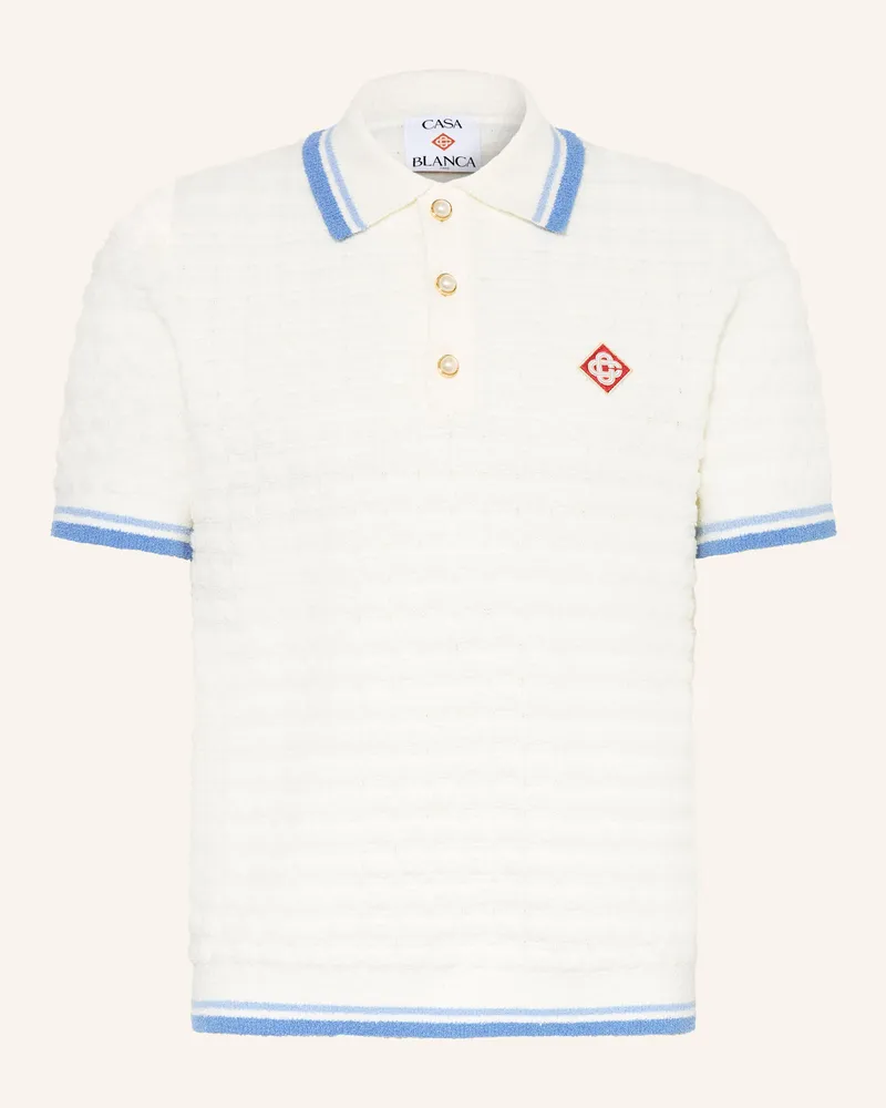 Casablanca Paris Frottee-Poloshirt Slim Fit Weiss