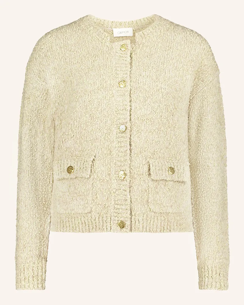 Cartoon Strickjacke gruen Ecru