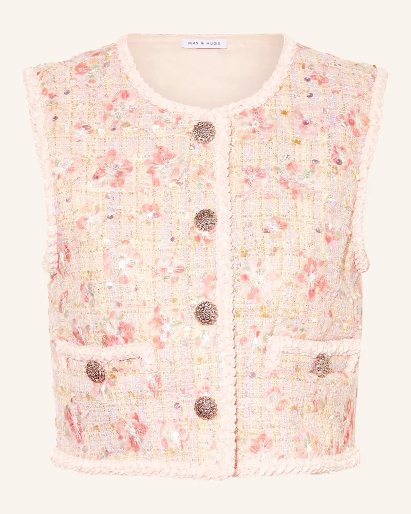 Mrs & HUGS Tweed-Weste Mit Pailletten Und Glitzergarn rosa Rosé