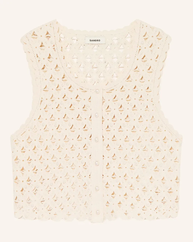 Sandro Cropped-Häkeltop Mit Schmucksteinen weiss Ecru