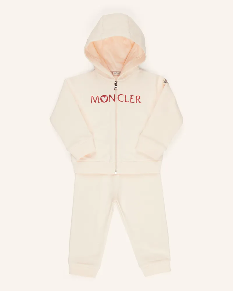 Moncler Set: Sweatjacke Und Sweatpants rosa Hellorange