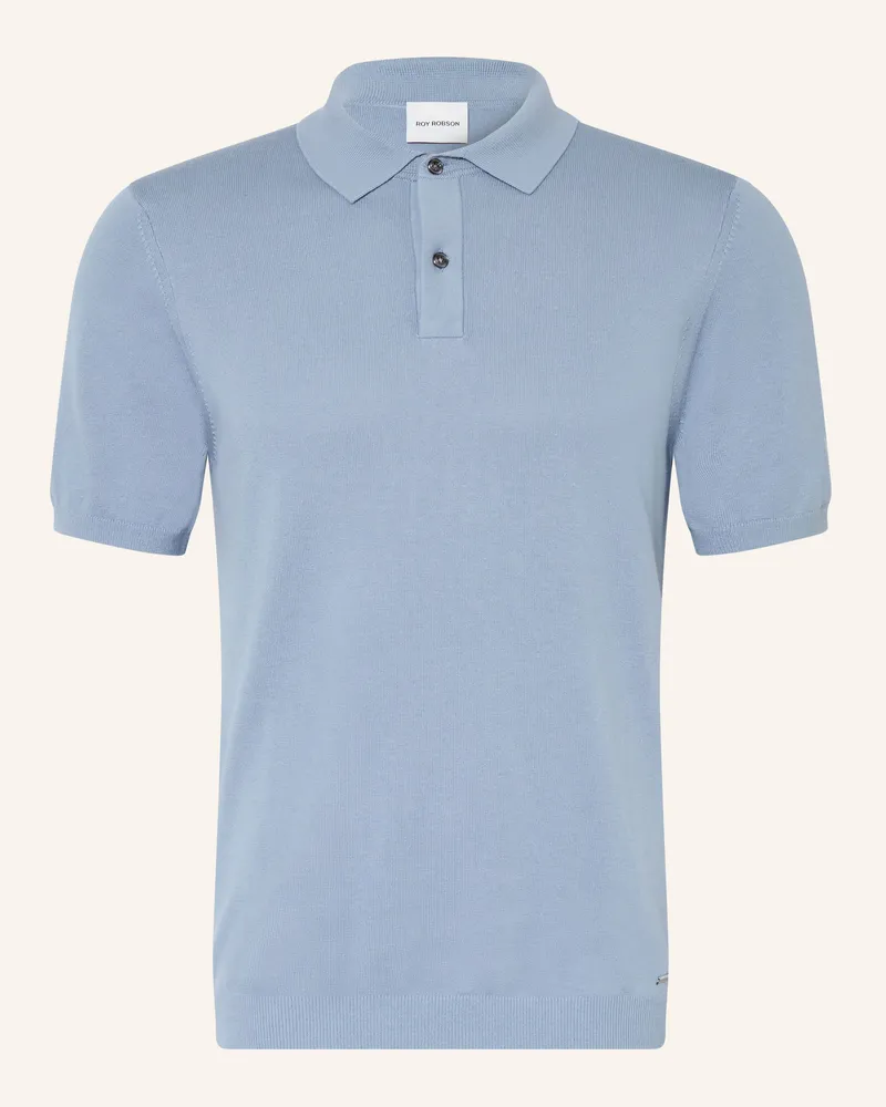 Roy Robson Strick-Poloshirt blau Blaugrau