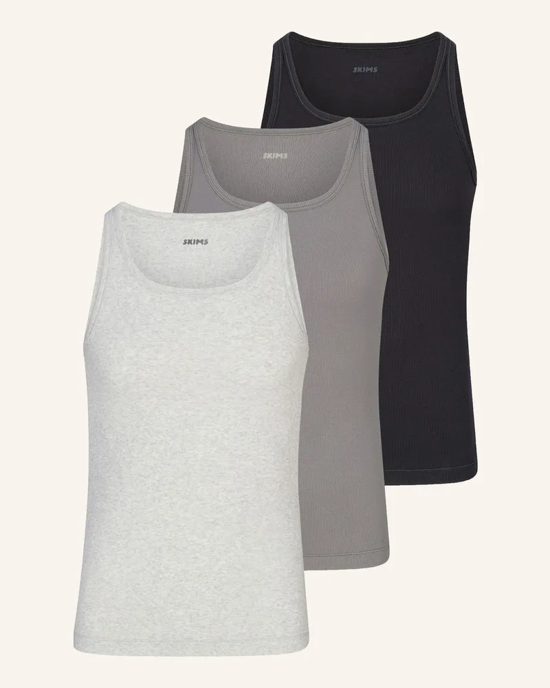 SKIMS 3er-Pack Unterhemden Skims Cotton grau Heather
