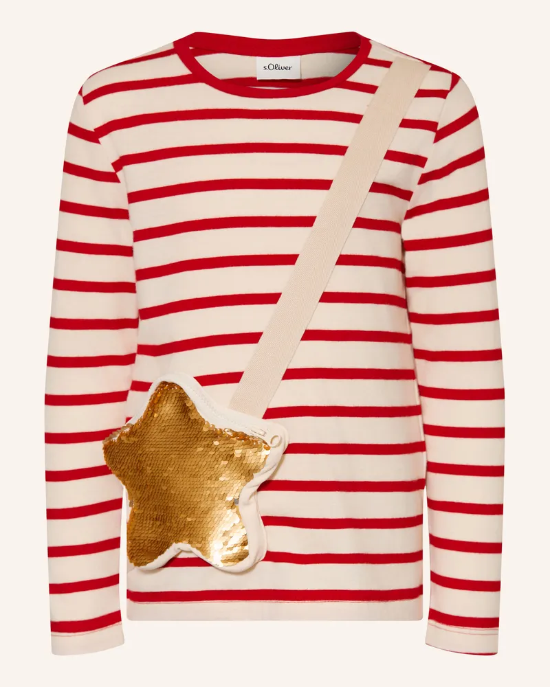 S.Oliver Longsleeve Mit Pailletten rot Rot