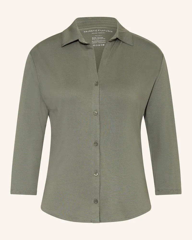 Majestic Cropped-Hemdbluse mit 3/4-Arm Khaki