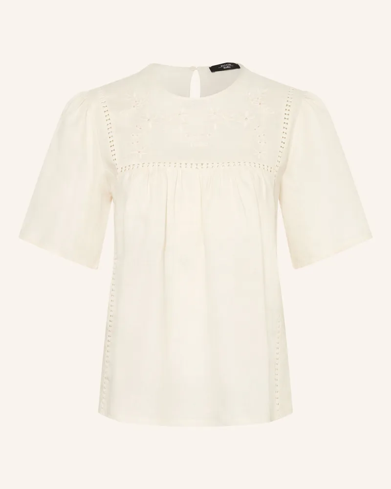 Max Mara Blusenshirt Bacino Im Materialmix Mit Leinen weiss Creme