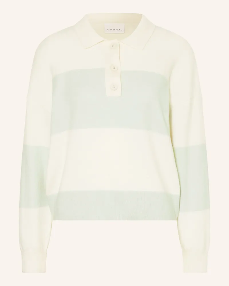 COMMA Strick-Poloshirt weiss Weiss