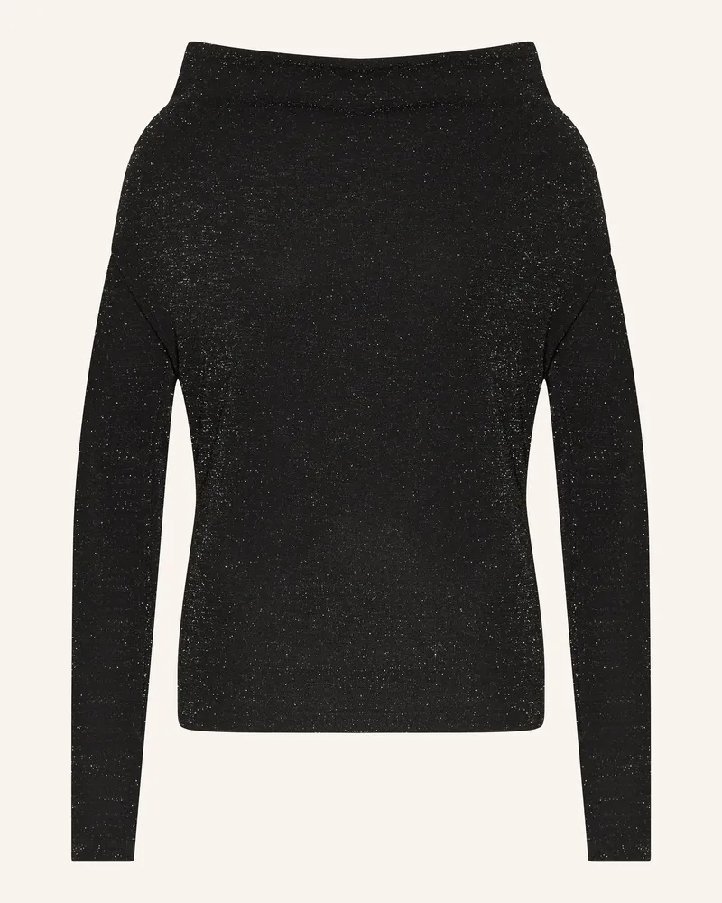 Selected Longsleeve mit Glitzergarn Schwarz