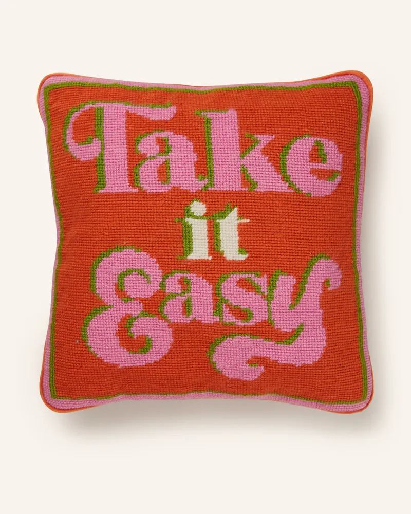 Jonathan Adler Dekokissen TAKE IT EASY mit Daunenfüllung Orange