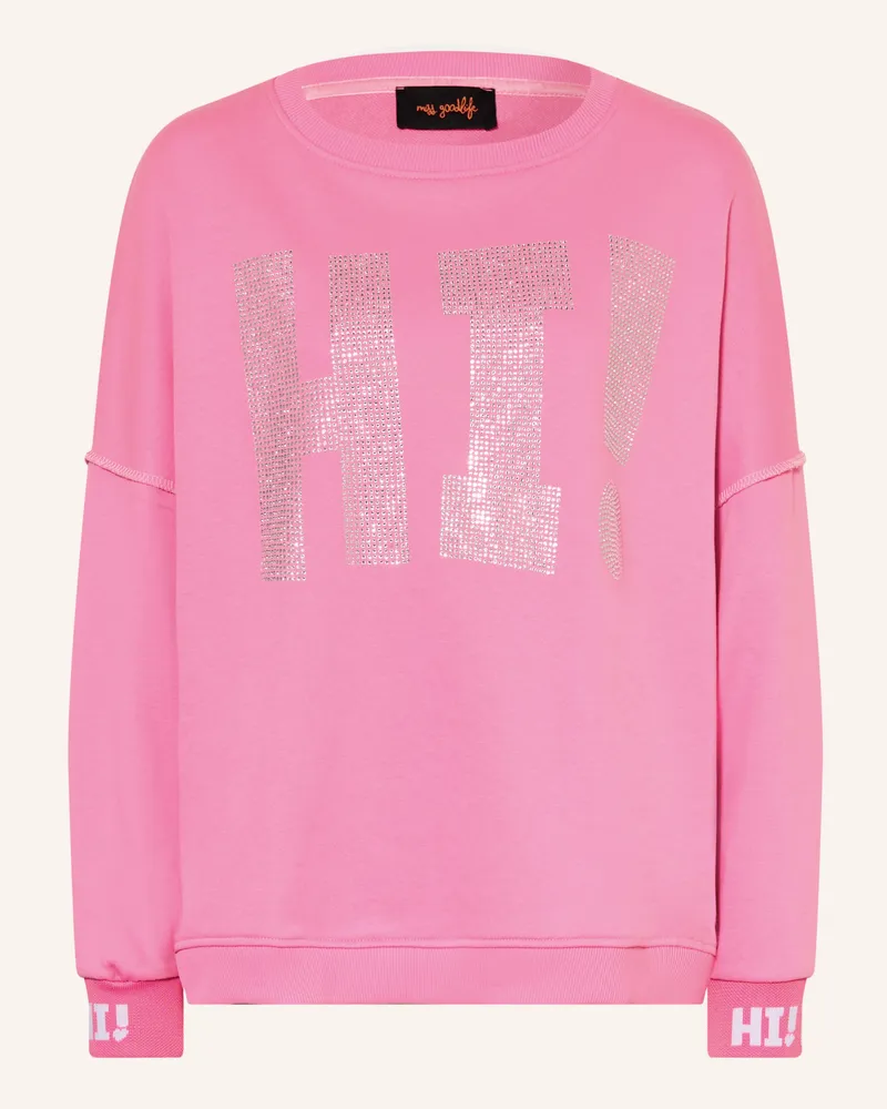 Miss Goodlife Oversized-Sweatshirt Mit Schmucksteinen rosa Pink
