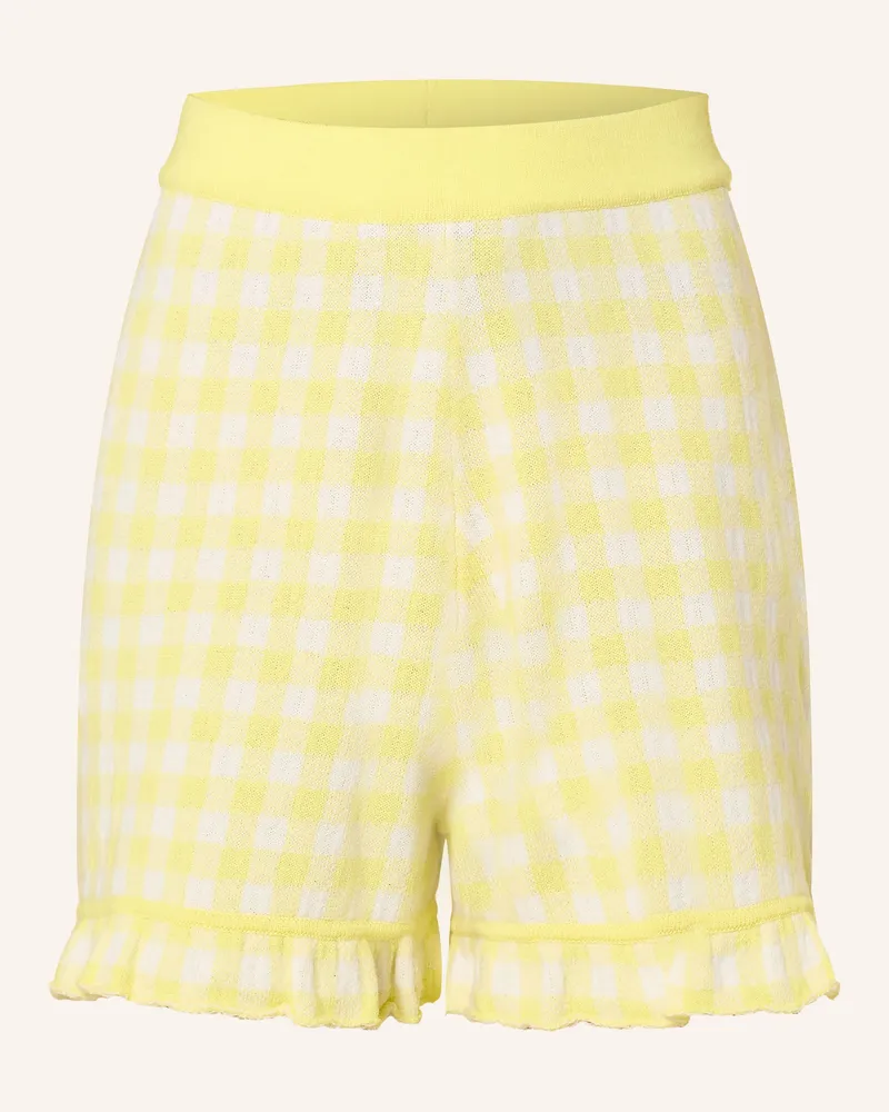 ALLUDE Strickshorts mit Cashmere und Rüschen Hellgelb