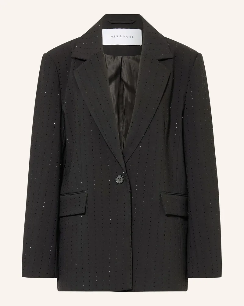 Mrs & HUGS Blazer mit Schmucksteinen Schwarz