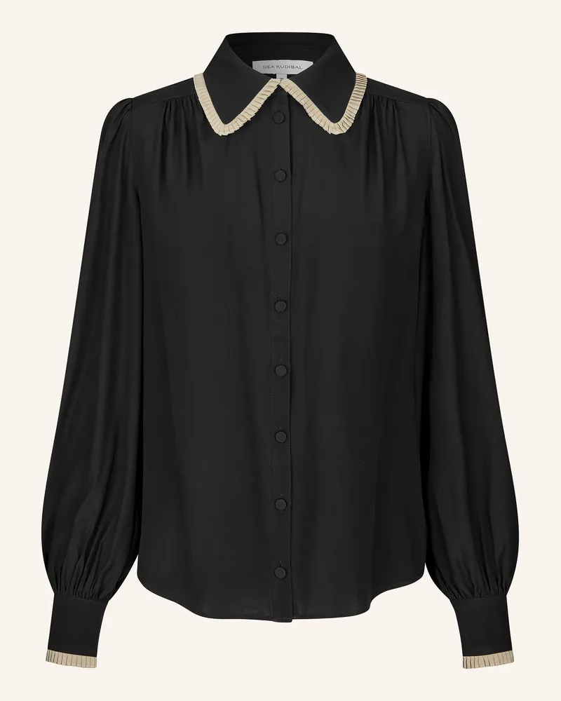 Kudibal Bluse Uma Mit Seide Und Plissees schwarz Schwarz