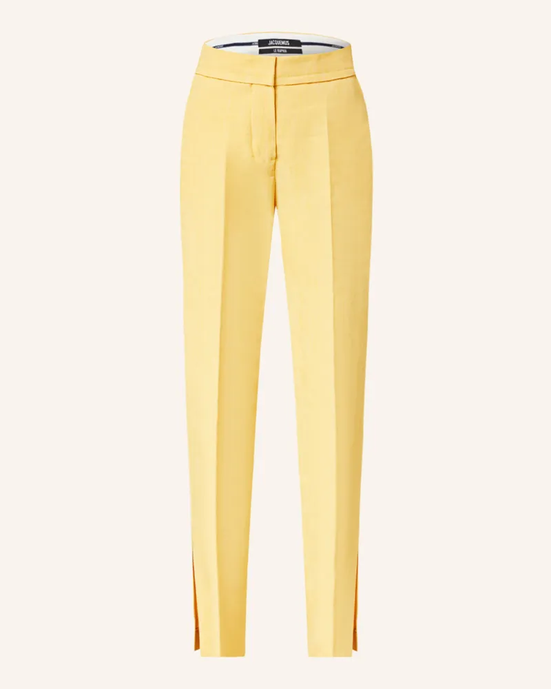 Jacquemus Hose LE PANTALON TIBAU mit Leinen Gelb