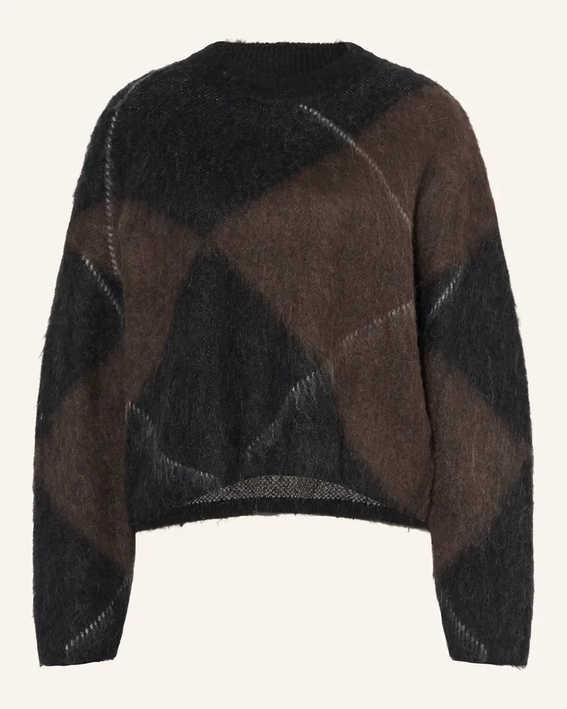 OPUS Pullover Pargyle schwarz Dunkelbraun