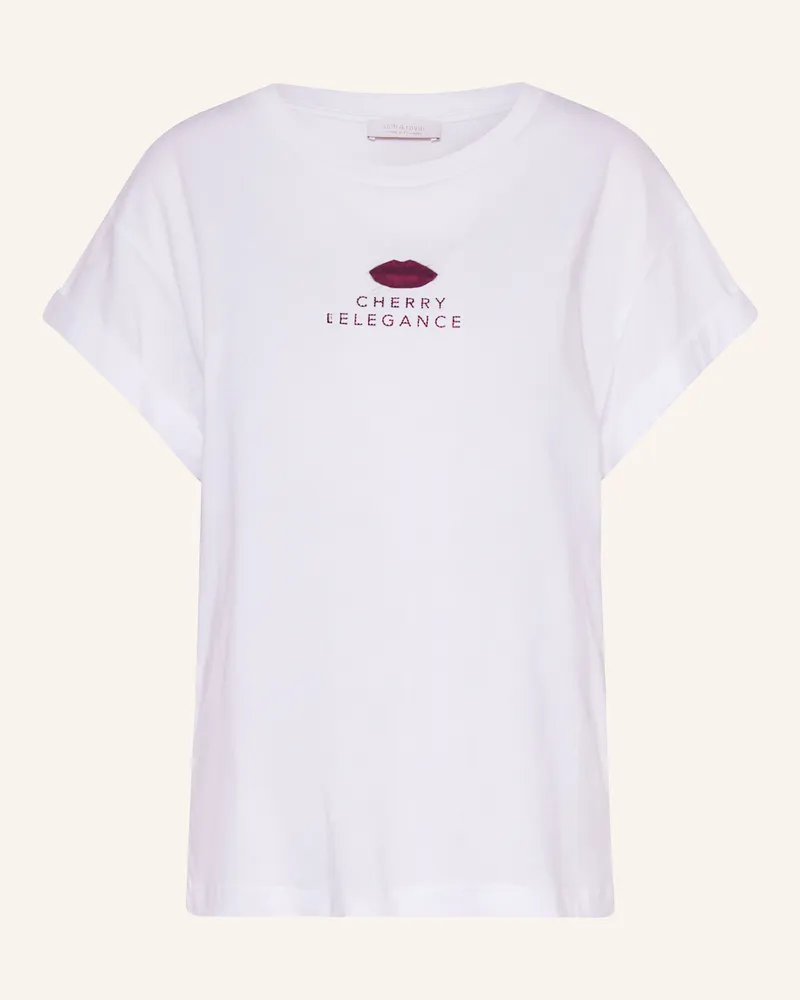 Rich&Royal T-Shirt BOYFIREND mit Schmucksteinen Weiss