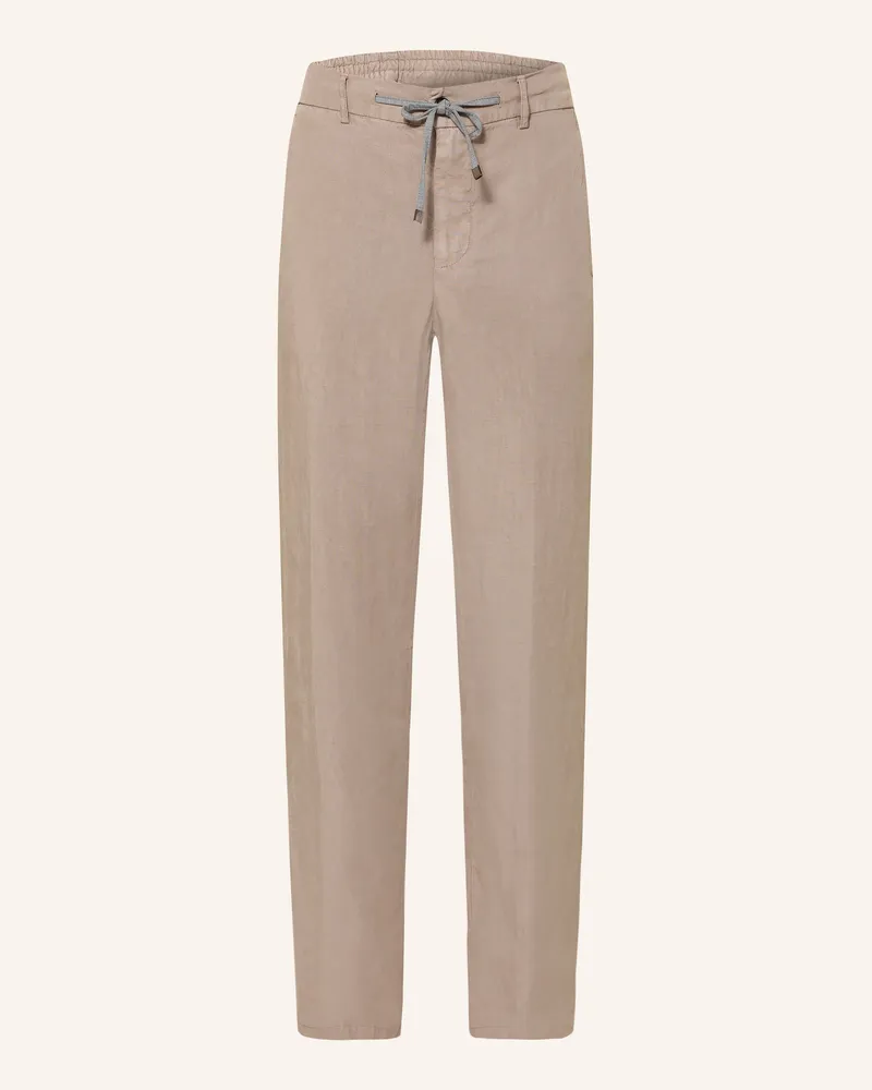 Berwich Chino Regular Fit Mit Leinen beige Taupe
