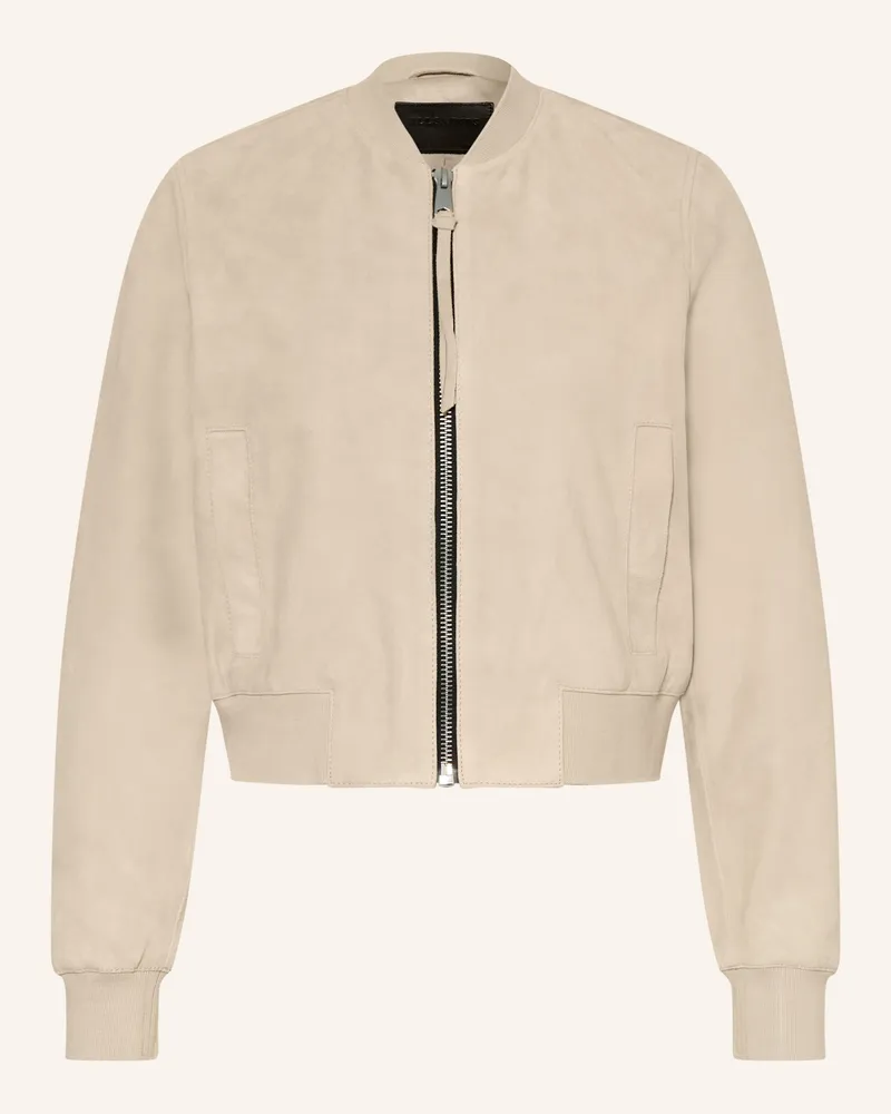 AllSaints Lederblouson Orten silber Hellgrau