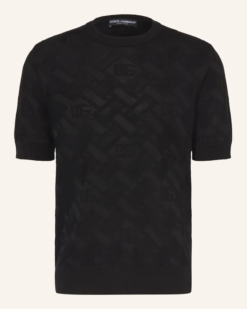 Dolce & Gabbana Strick-Poloshirt Aus Seide schwarz Schwarz