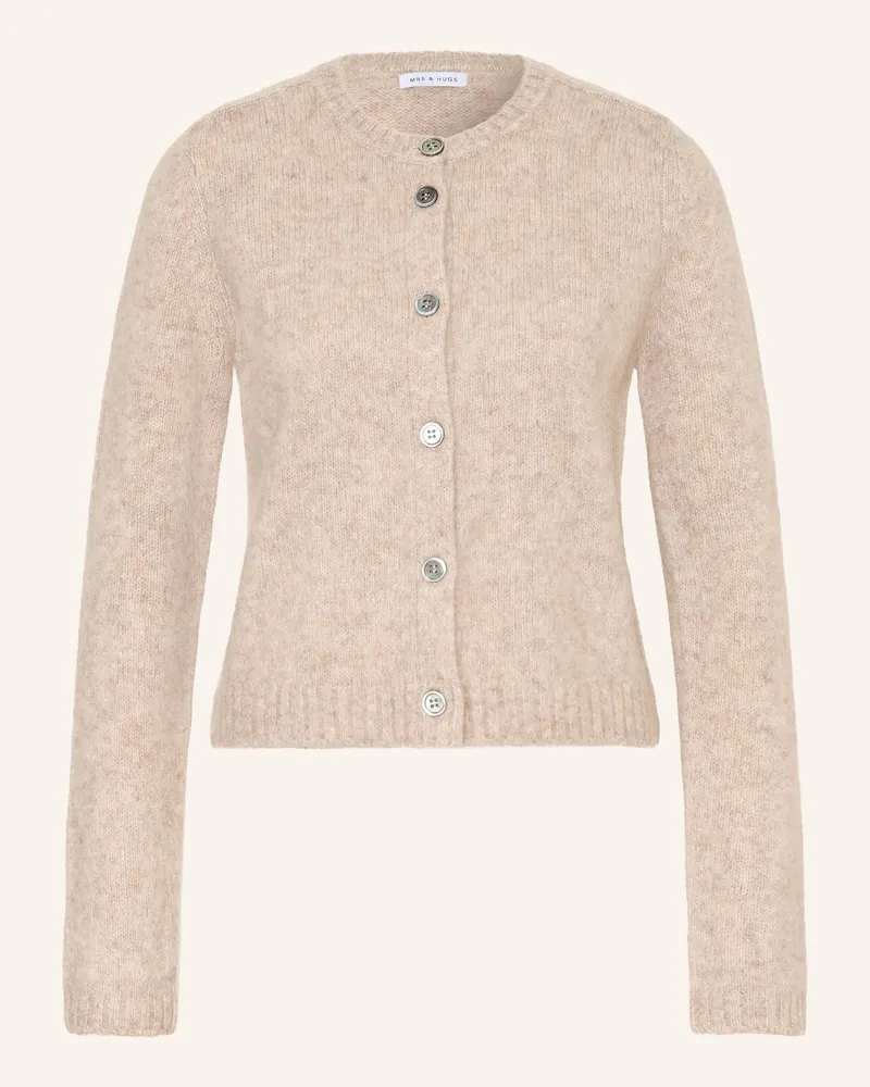 Mrs & HUGS Strickjacke Mit Cashmere beige Beige