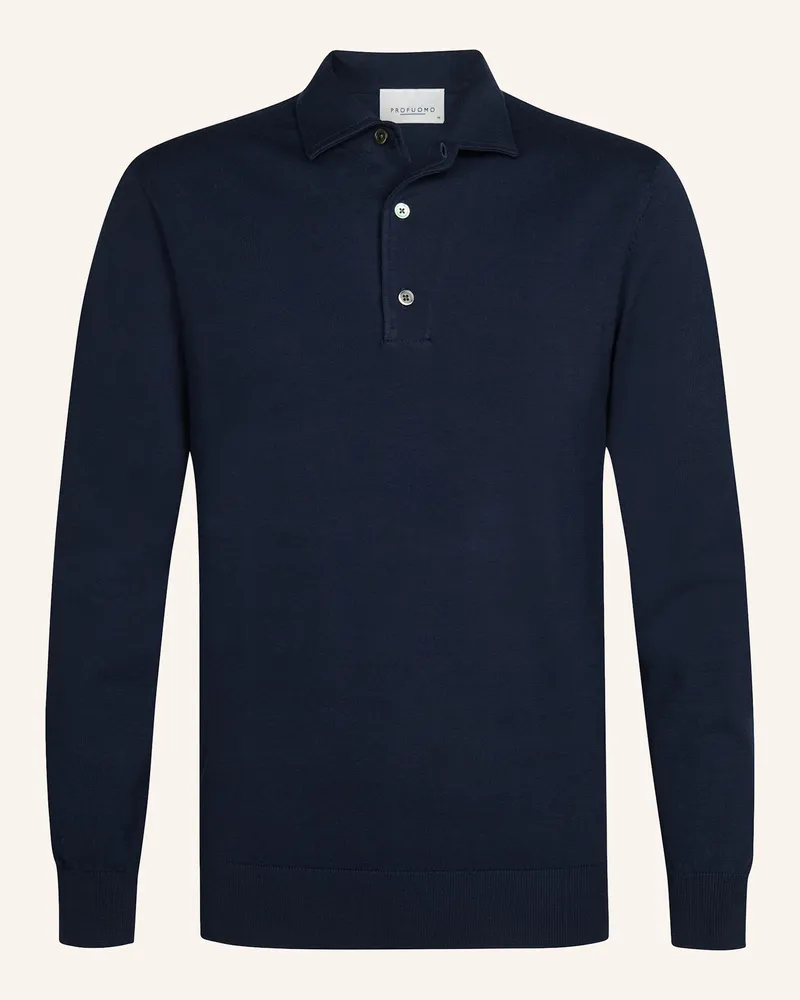 Profuomo Polo Langarm blau Dunkelblau