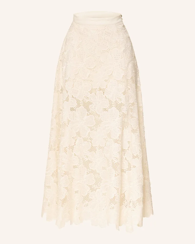 Sandro Spitzenrock Mit Schmuckperlen weiss Creme