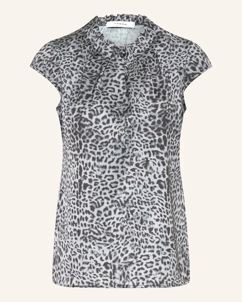 COMMA Blusentop SONJA aus Satin mit Rüschen Grau