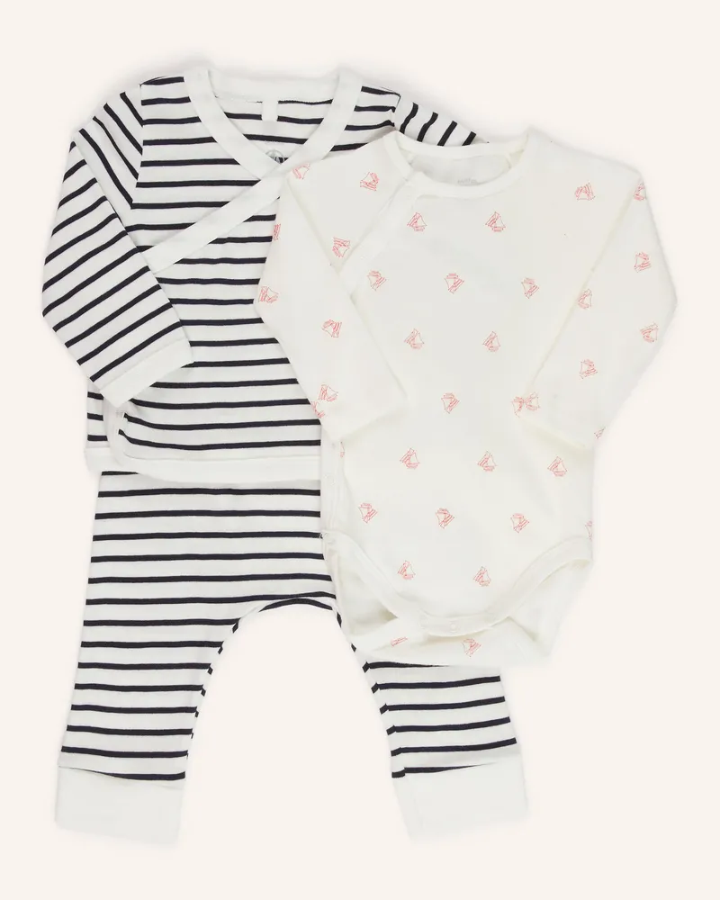 Petit Bateau Set: Wickelbody, Wickelshirt und Hose Weiss