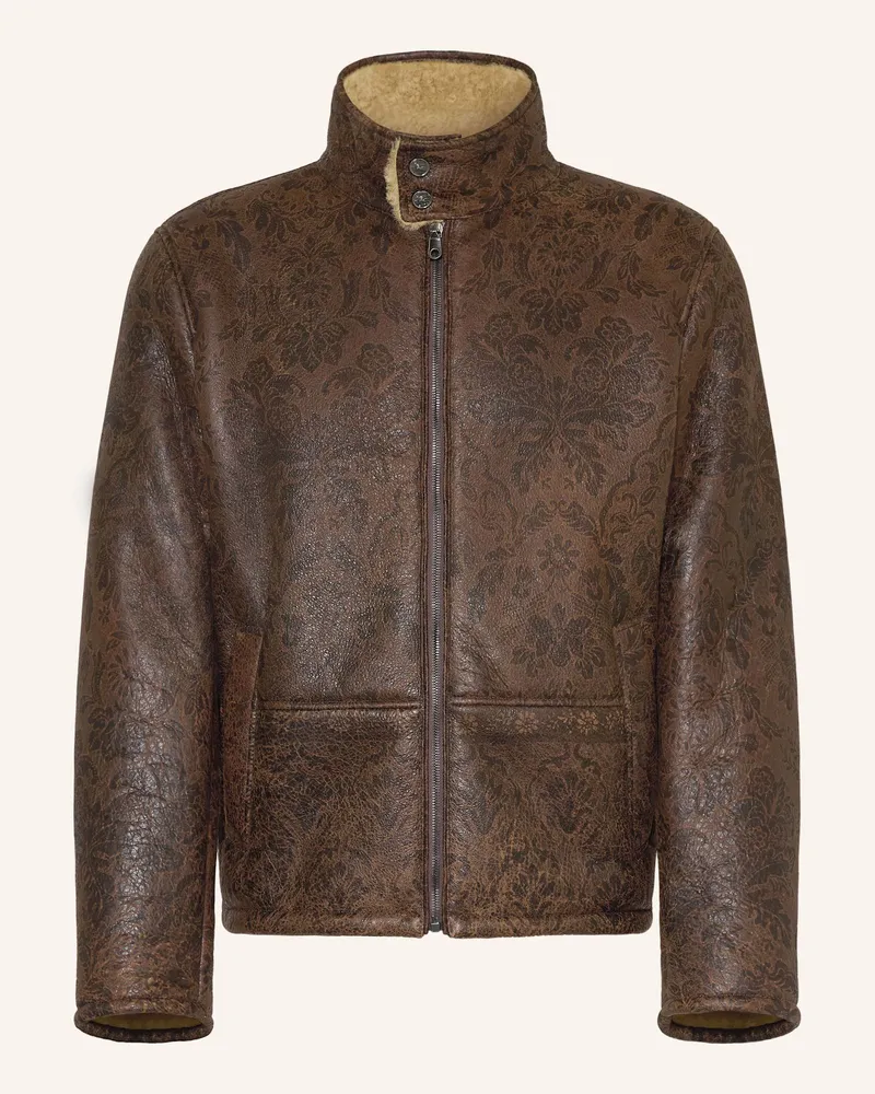 Etro Lederjacke Dunkelbraun