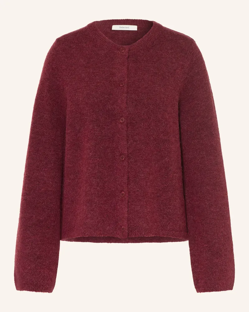 Selected Strickjacke rot Dunkelrot