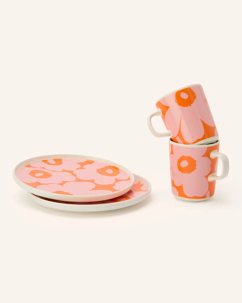Marimekko 4-Tlg. Frühstücksset Oiva/Unikko weiss Rosa