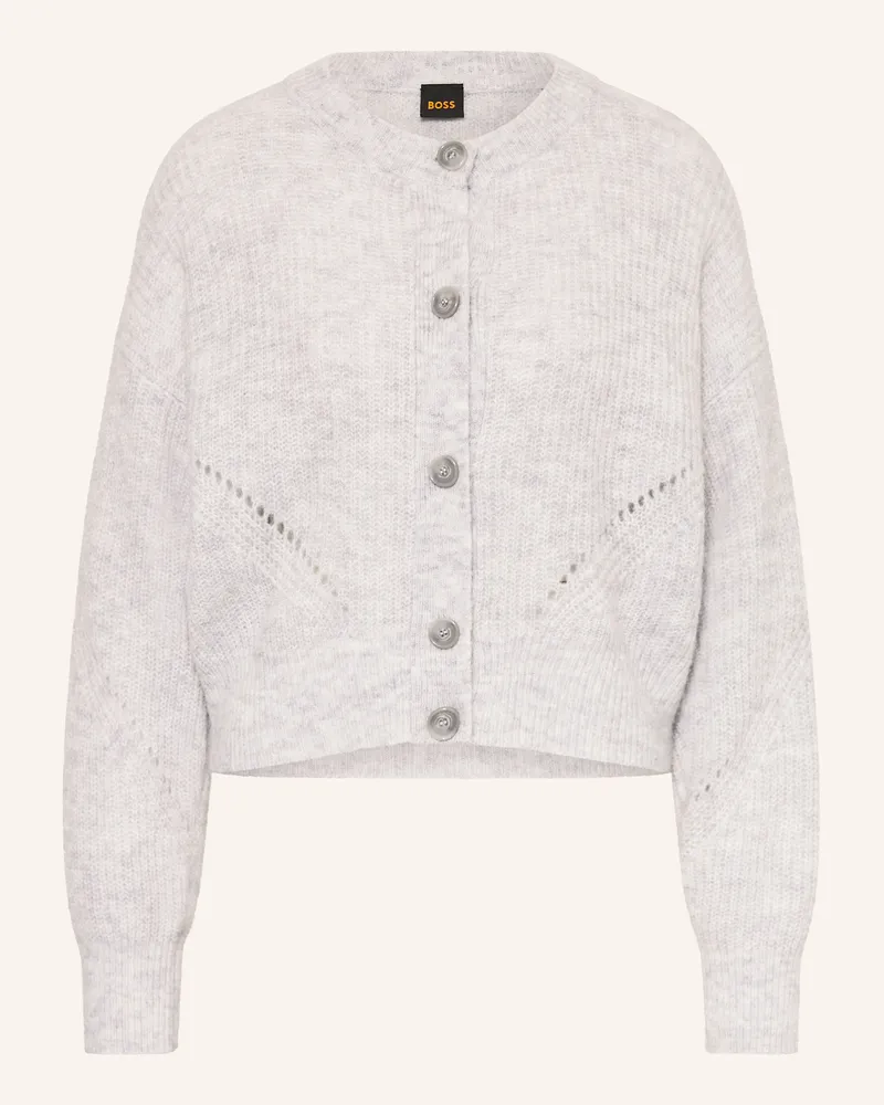 HUGO BOSS Strickjacke Fernard Mit Alpaka grau Blaugrau