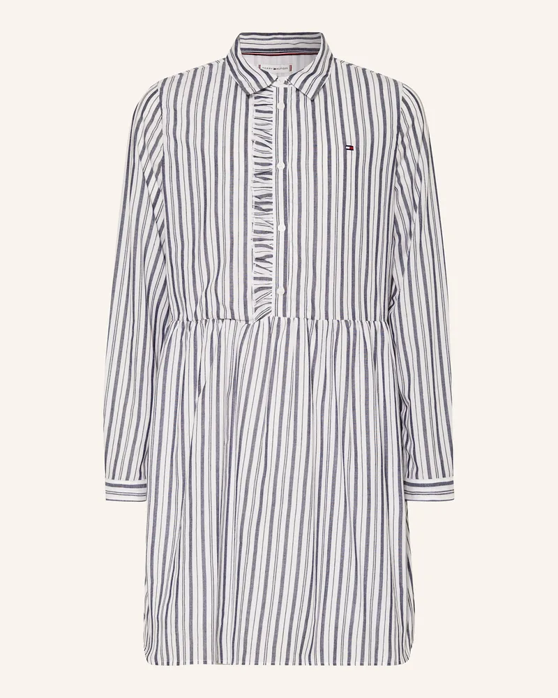 Tommy Hilfiger Hemdblusenkleid Mit Glitzergarn blau Weiss
