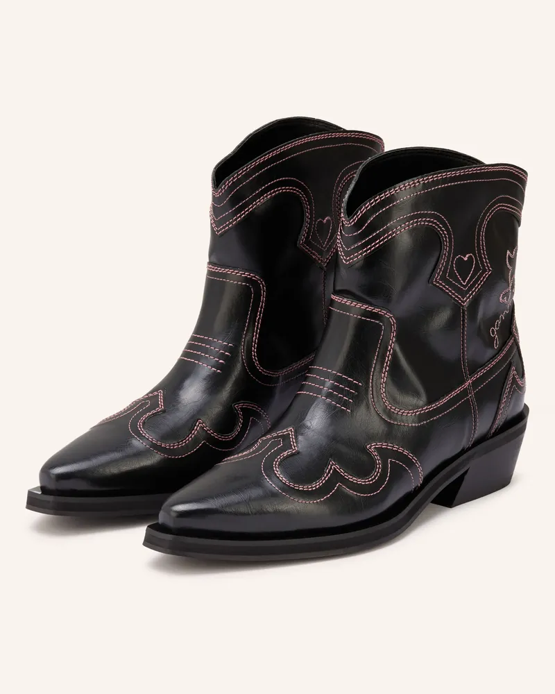 Ganni Cowboy Boots schwarz Schwarz
