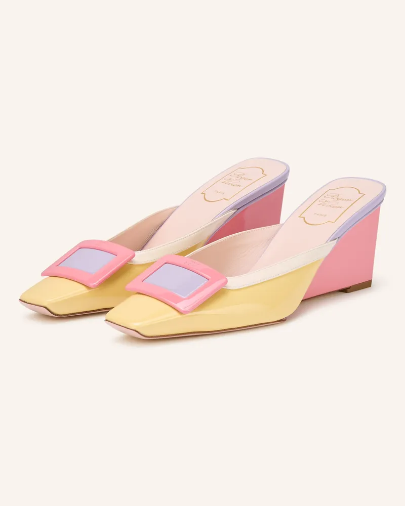 Roger Vivier Lack-Wedges Belle Vivier rosa Gelb