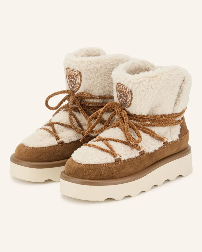 Blauer Schnürboots Dyole beige Braun